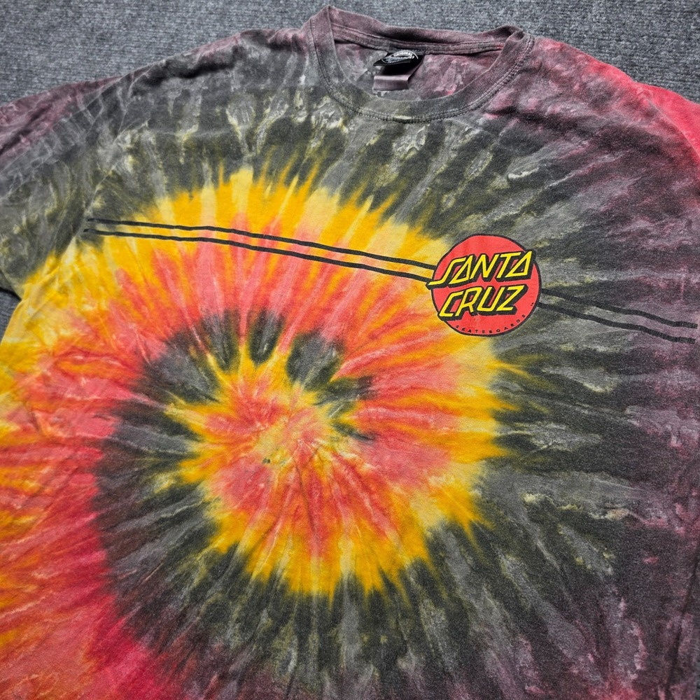 Santa Cruz Skateboards Tie Dye Shirt Mens XL Spiral Classic Dot Logo Graphic Tee